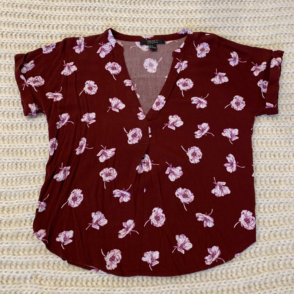 Red floral shirt